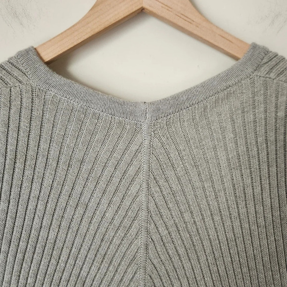 Garnet Hill | Open Front Ribbed Cotton Cashmere Blend Cocoon Cardigan - Size M - Picture 7 of 10